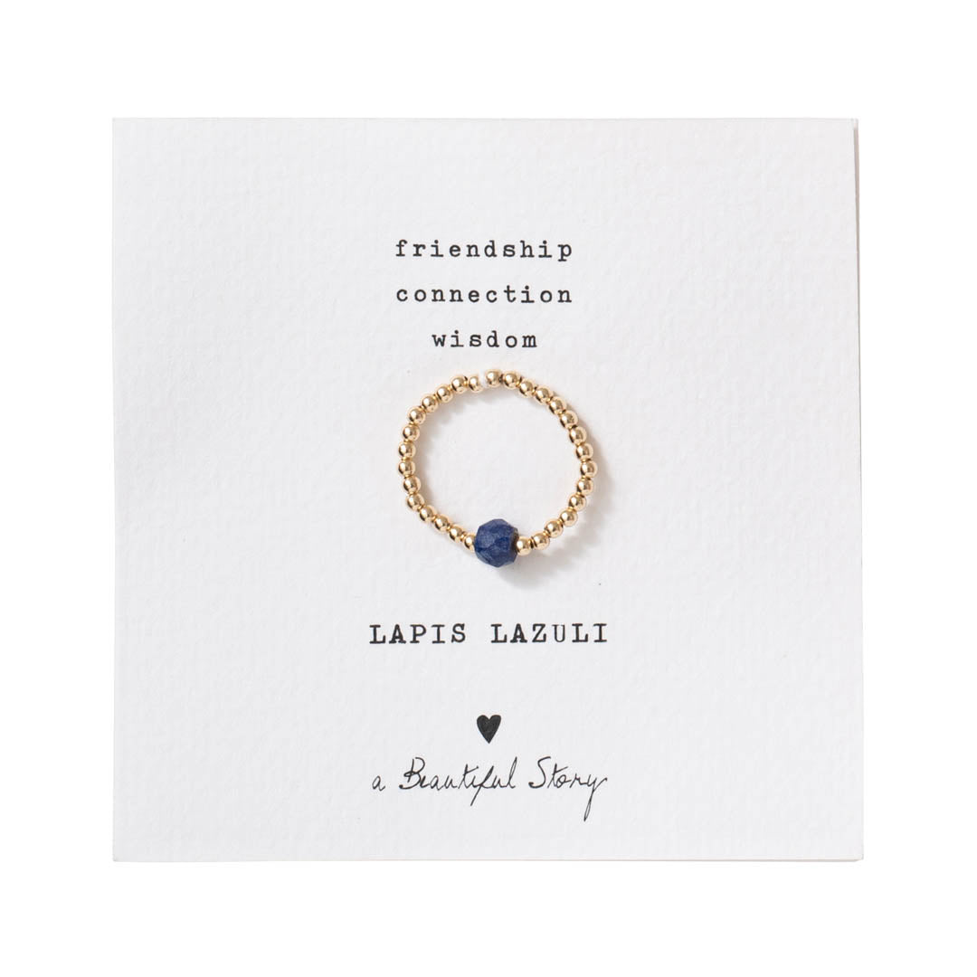 Sparkle Lapis Lazuli Gold Colored Ring - S/M