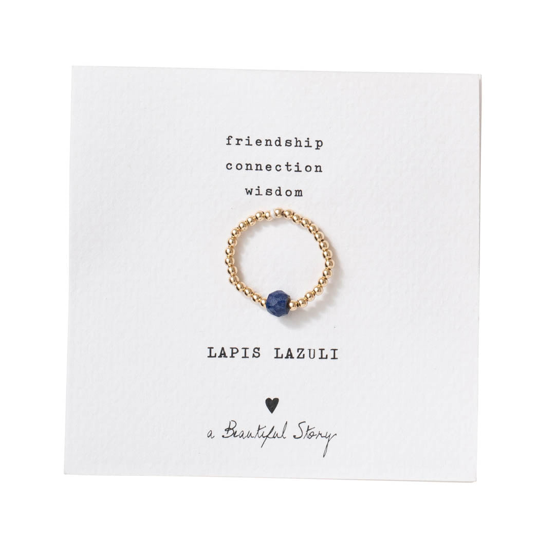 Sparkle Lapis Lazuli Gold Colored Ring - M/L