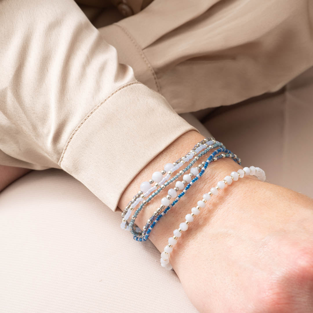 Energy Blue Lace Agate Silver Colored Bracelet