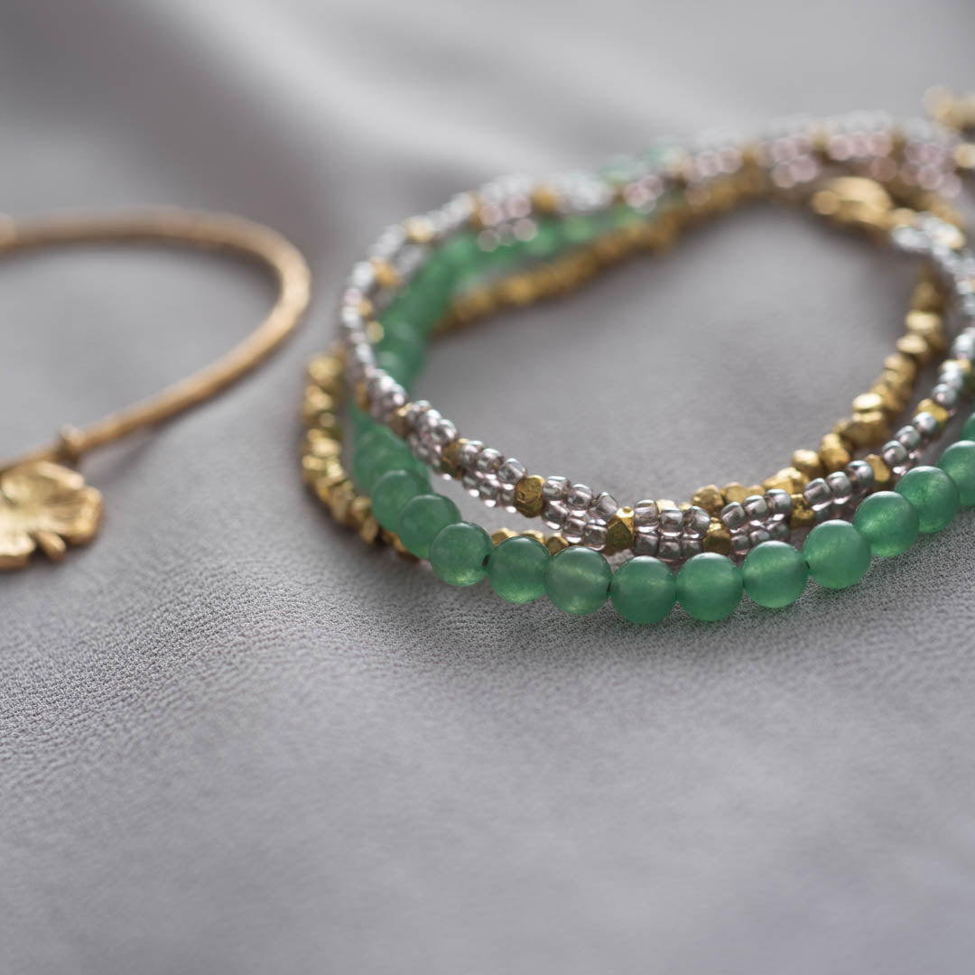 Loving Aventurine Gold Colored Bracelet