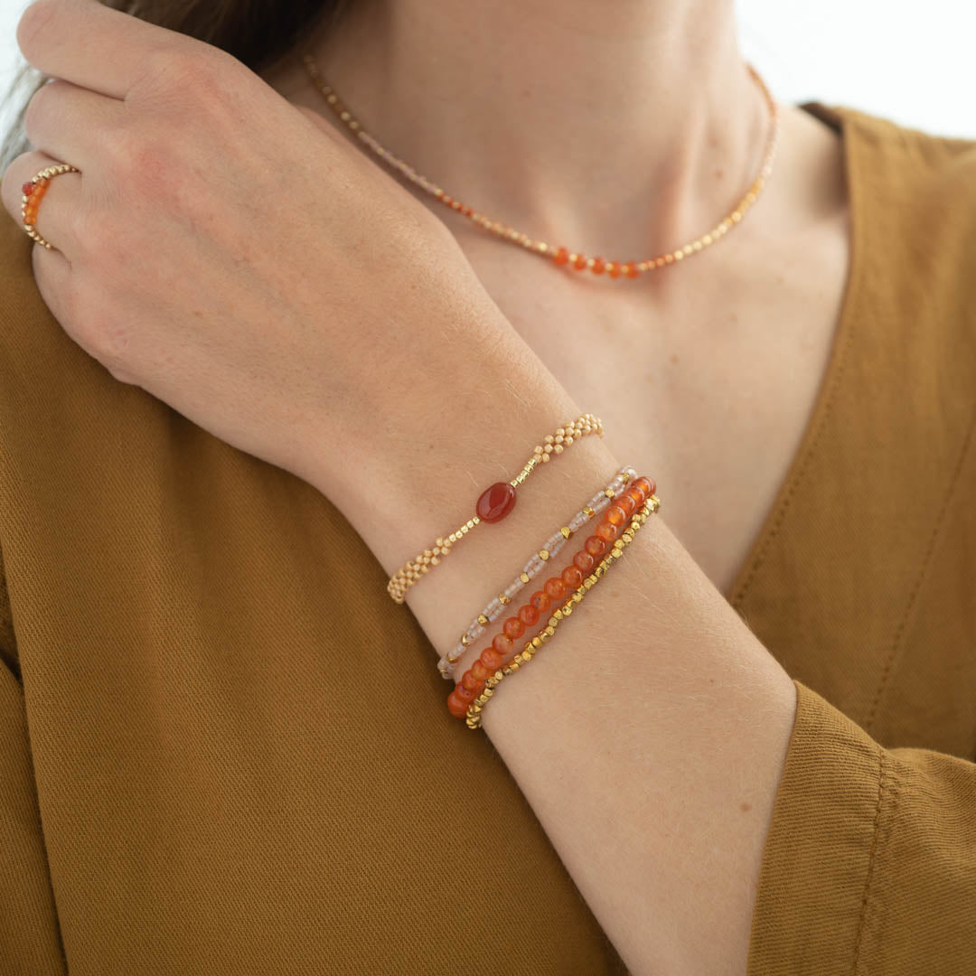 Loving Carnelian Gold Colored Bracelet