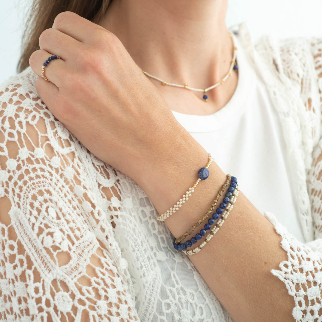 Loving Lapis Lazuli Gold Colored Bracelet