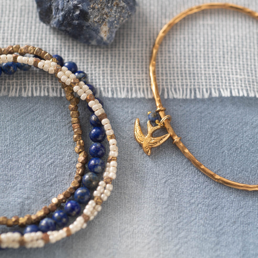 Loving Lapis Lazuli Gold Colored Bracelet