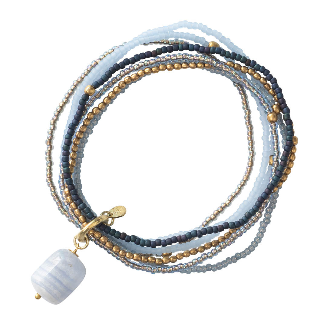 Nirmala Blue Lace Agate Gold Colored Bracelet