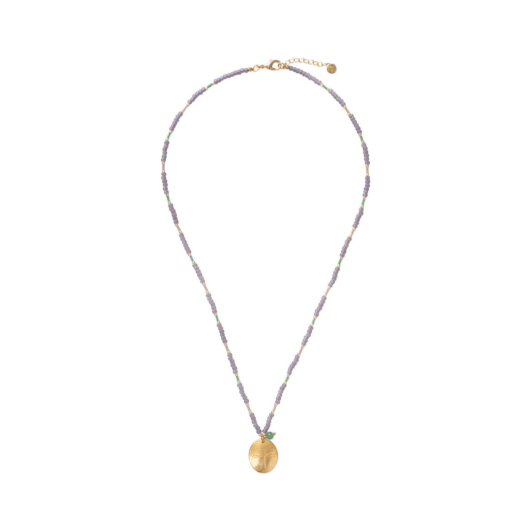 Prayer Aventurine Gold Colored Necklace