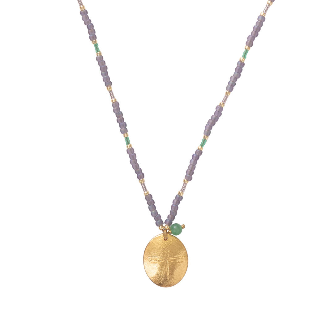 Prayer Aventurine Gold Colored Necklace