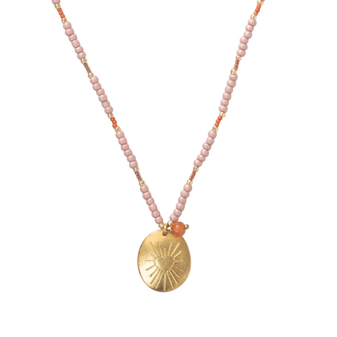 Prayer Carnelian Gold Colored Necklace