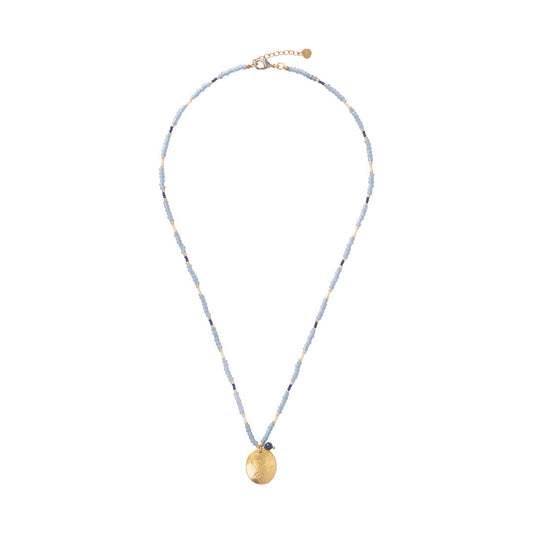 Prayer Lapis Lazuli Gold Colored Necklace