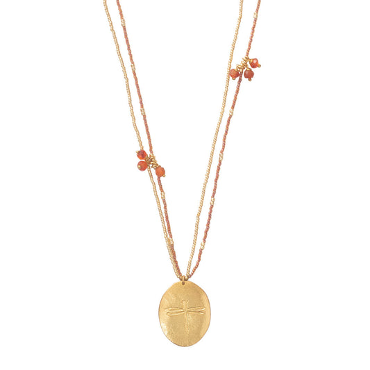 Courage Carnelian Gold Colored Necklace