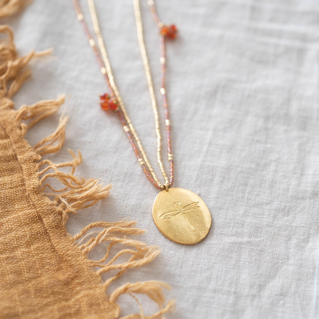 Courage Carnelian Gold Colored Necklace