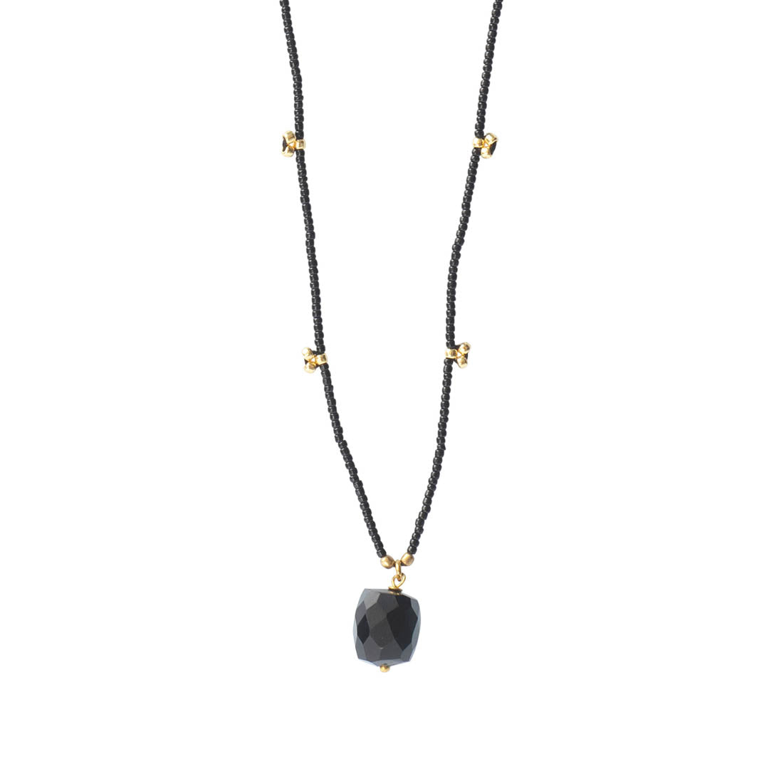 Cherish Black Onyx Gold Necklace