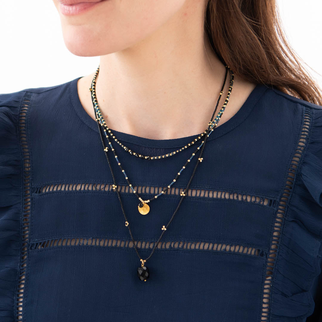 Cherish Black Onyx Gold Necklace