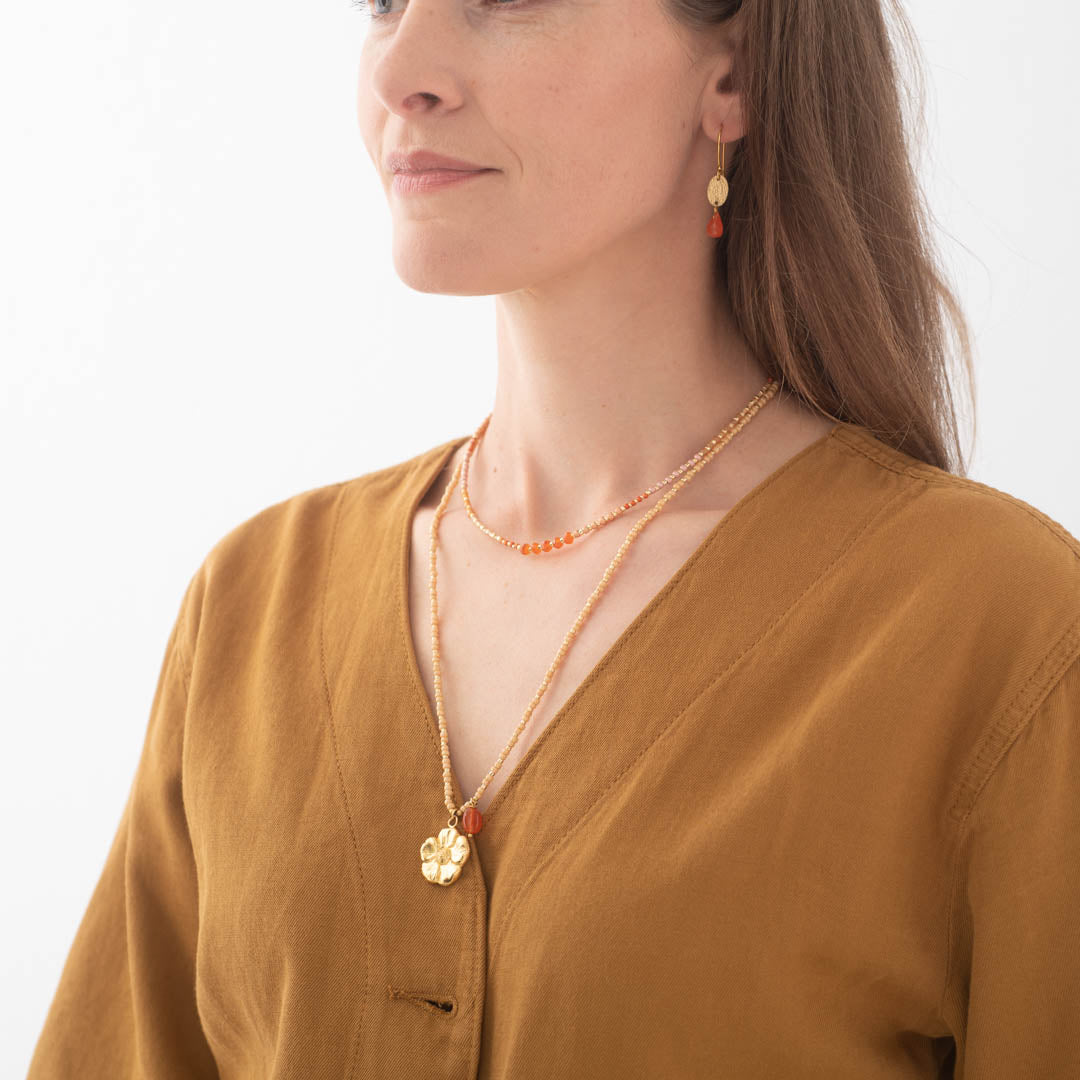 Fantasy Carnelian Gold Colored Necklace