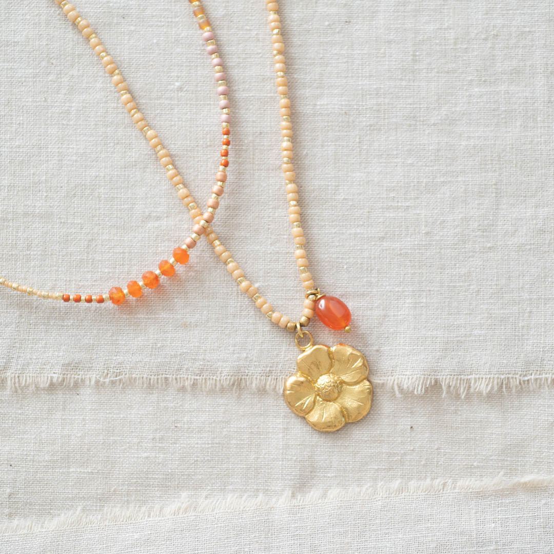 Fantasy Carnelian Gold Colored Necklace