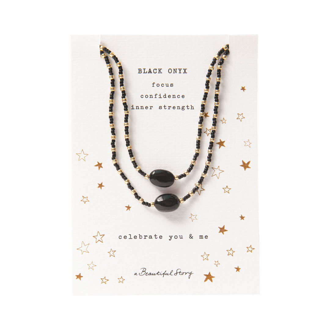 Necklace Card You & Me Black Onyx Gold