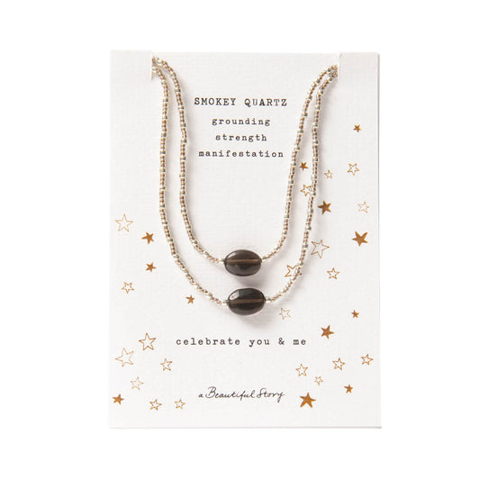 Necklace Card You & Me Smokey Quartz Silver