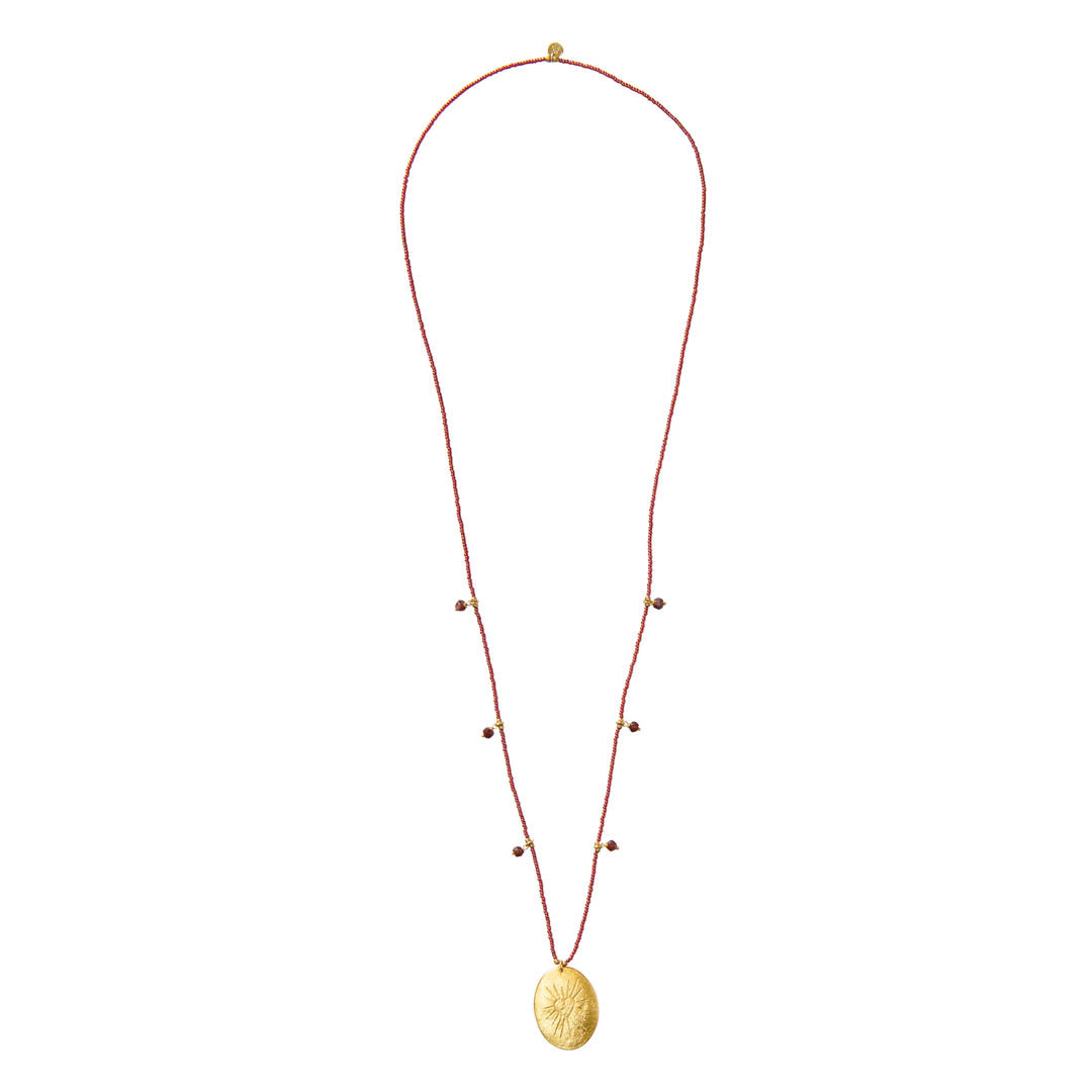 Feminine Garnet Gold Necklace