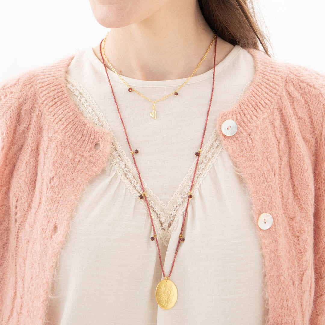 Feminine Garnet Gold Necklace