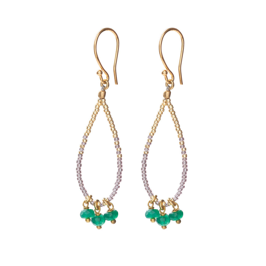 Becoming Aventurine Gold Colored Earrings