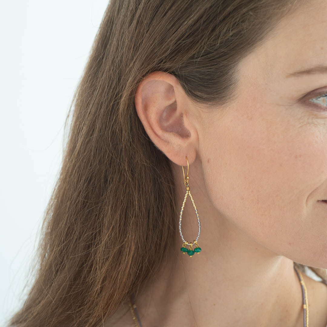 Becoming Aventurine Gold Colored Earrings