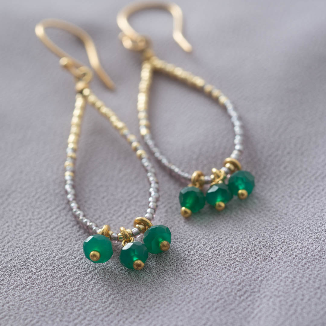 Becoming Aventurine Gold Colored Earrings