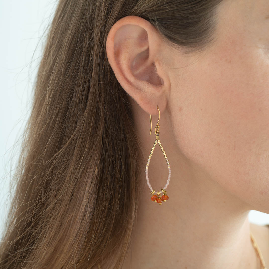 Becoming Carnelian Gold Colored Earrings