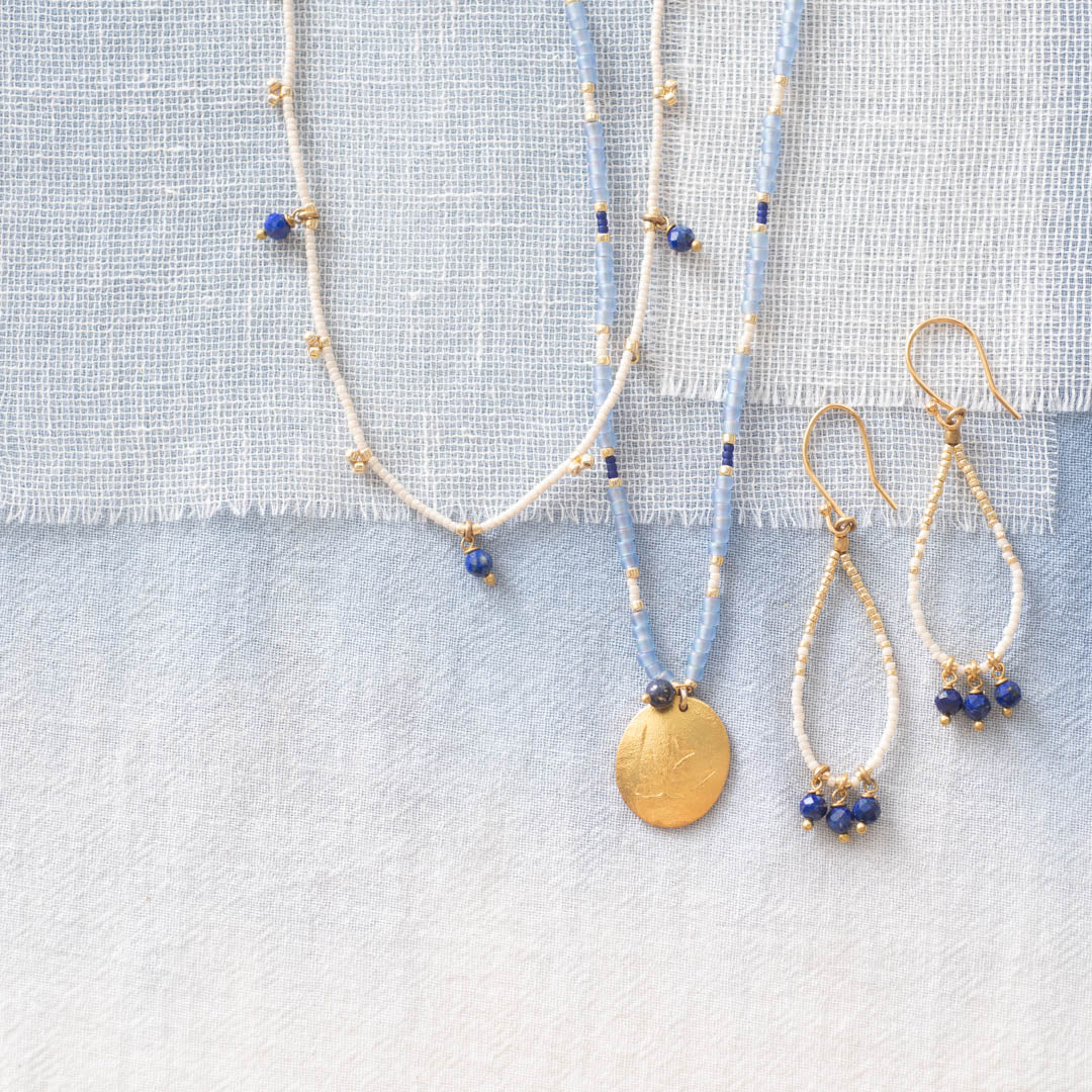 Becoming Lapis Lazuli Gold Colored Earrings