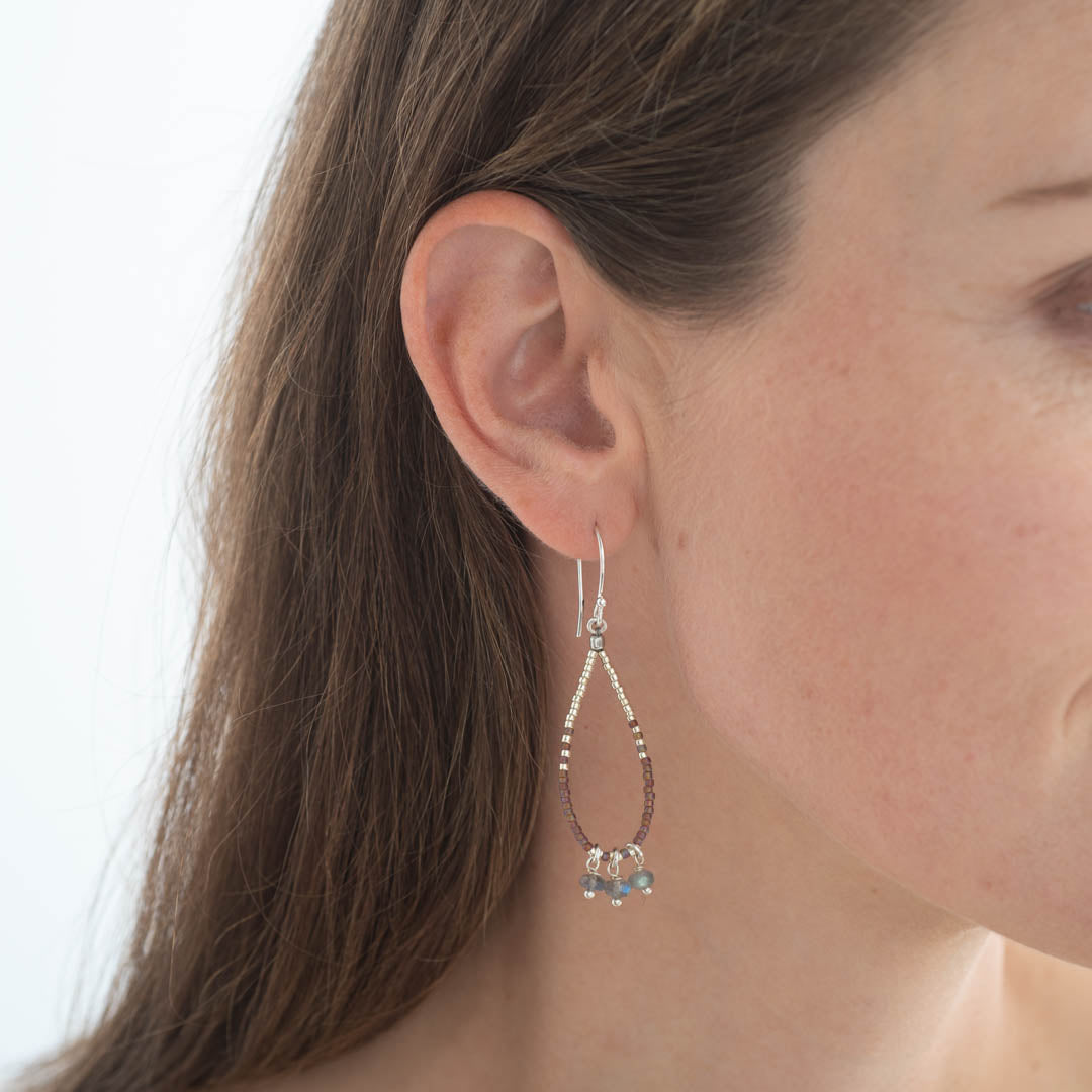 Becoming Labradorite Silver Colored Earrings