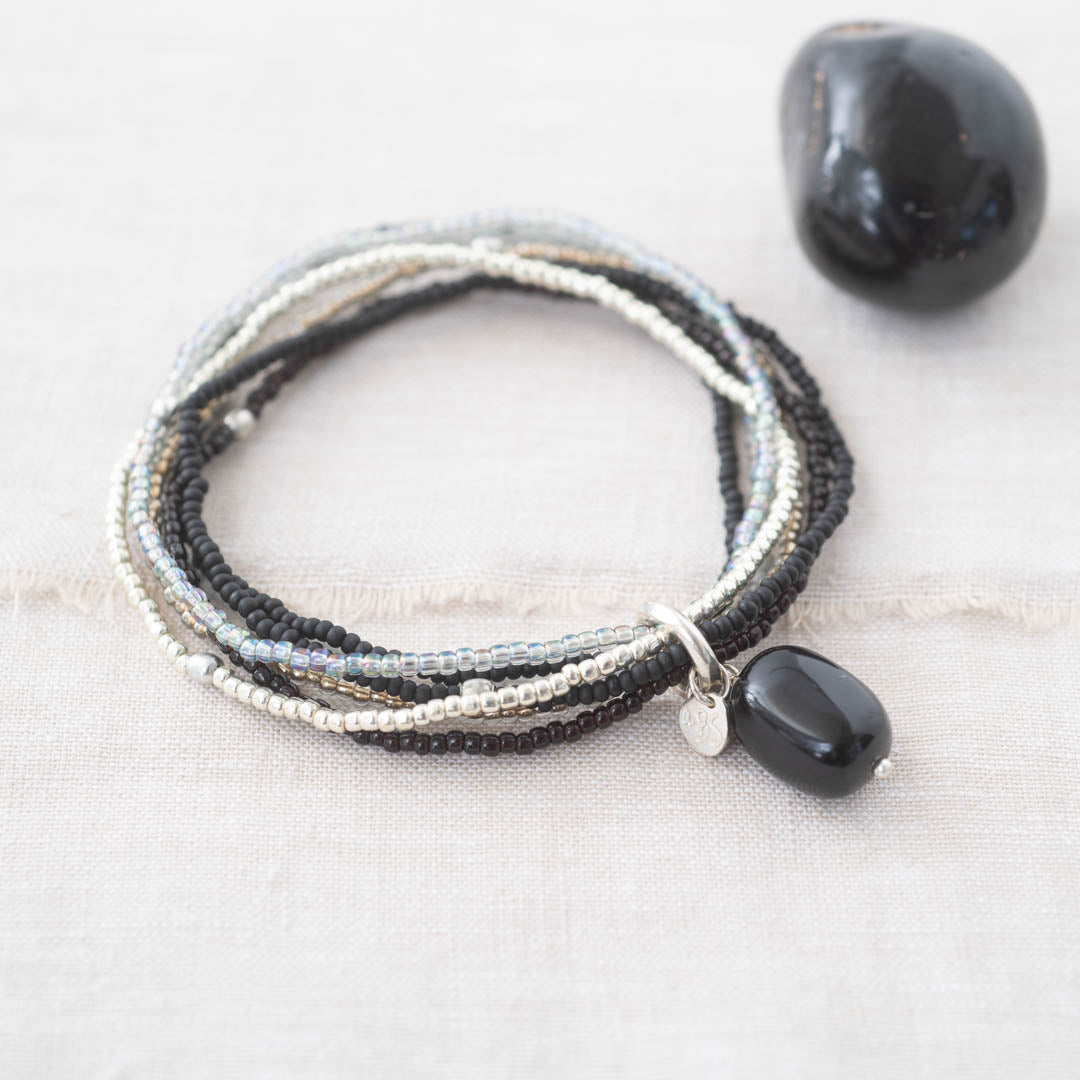 Nirmala Black Onyx Silver Colored Bracelet