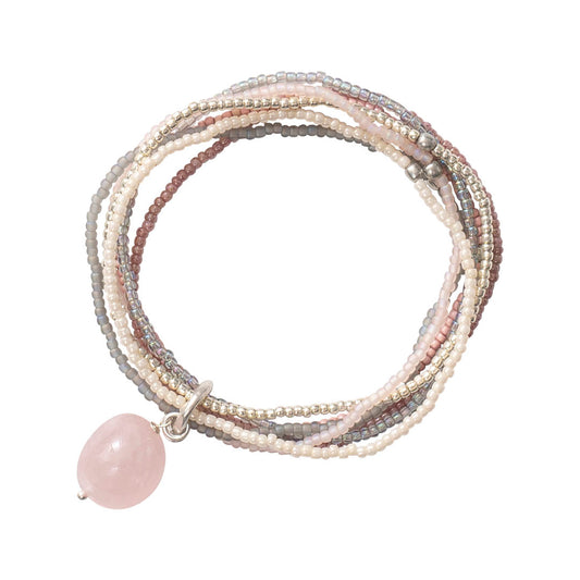 Nirmala Rose Quartz Silver Colored Bracelet