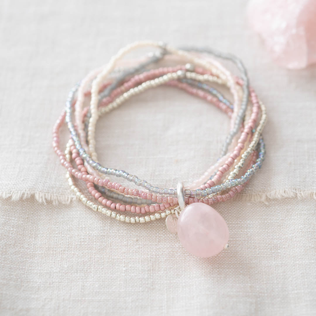 Nirmala Rose Quartz Silver Colored Bracelet