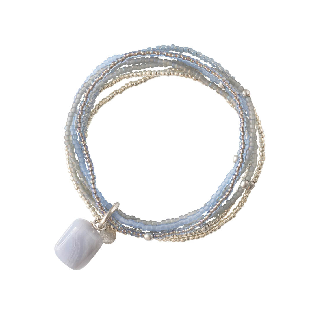 Nirmala Blue lace Agate Silver Colored Bracelet