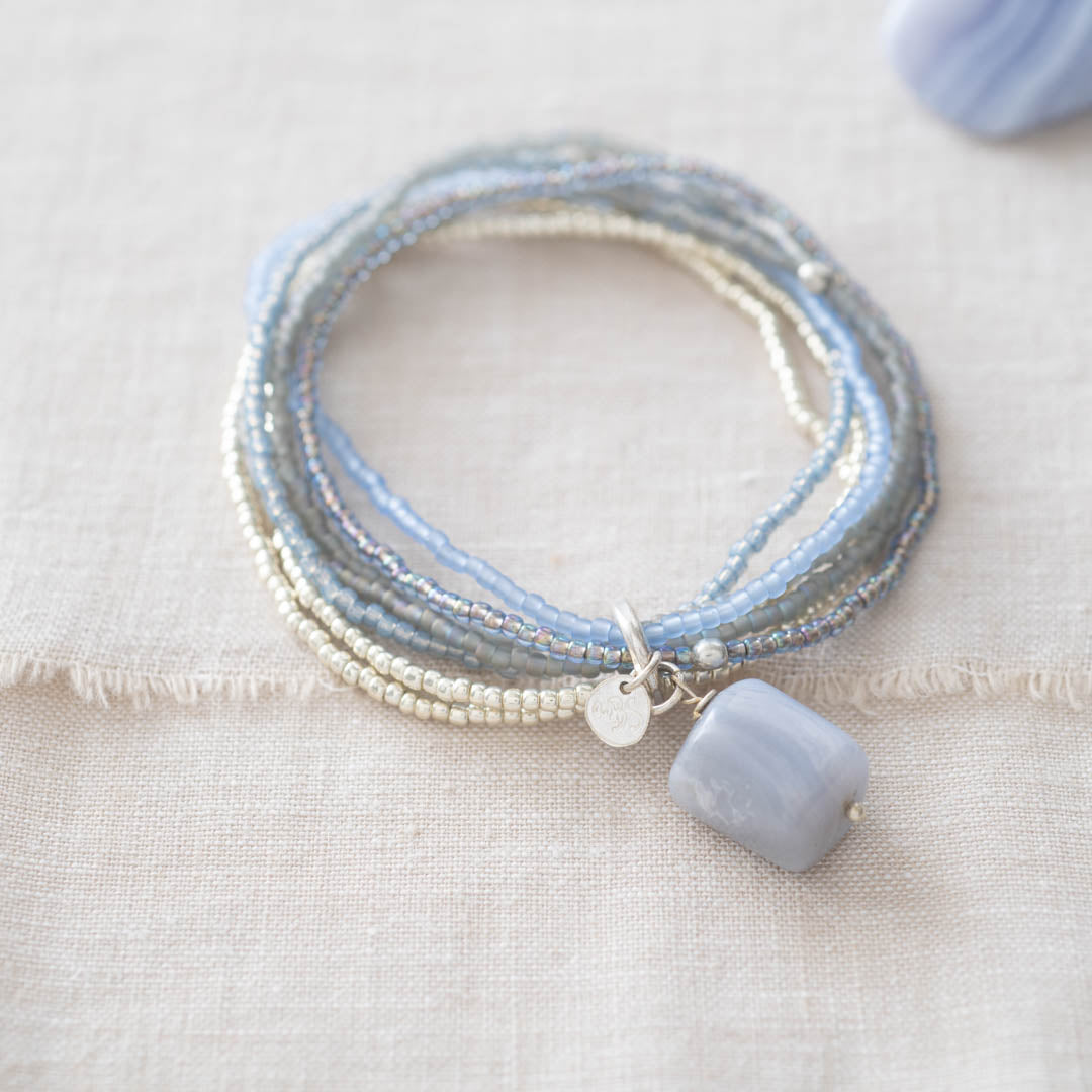 Nirmala Blue lace Agate Silver Colored Bracelet