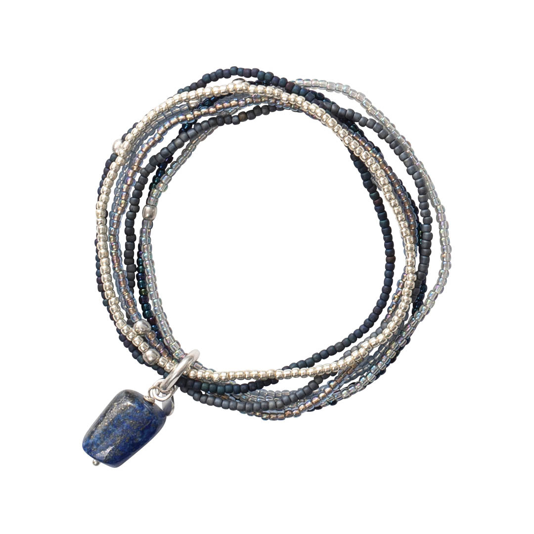 Nirmala Lapis Lazuli Silver Colored Bracelet