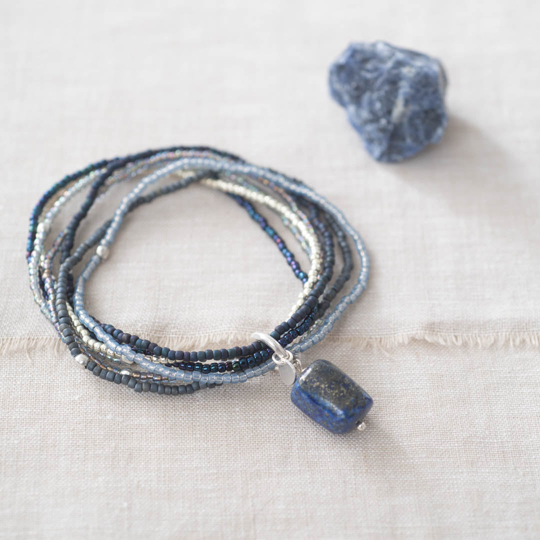 Nirmala Lapis Lazuli Silver Colored Bracelet