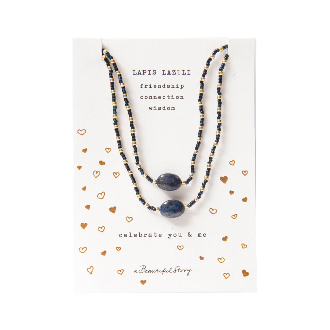 Necklace Card You & Me Lapis Lazuli Gold