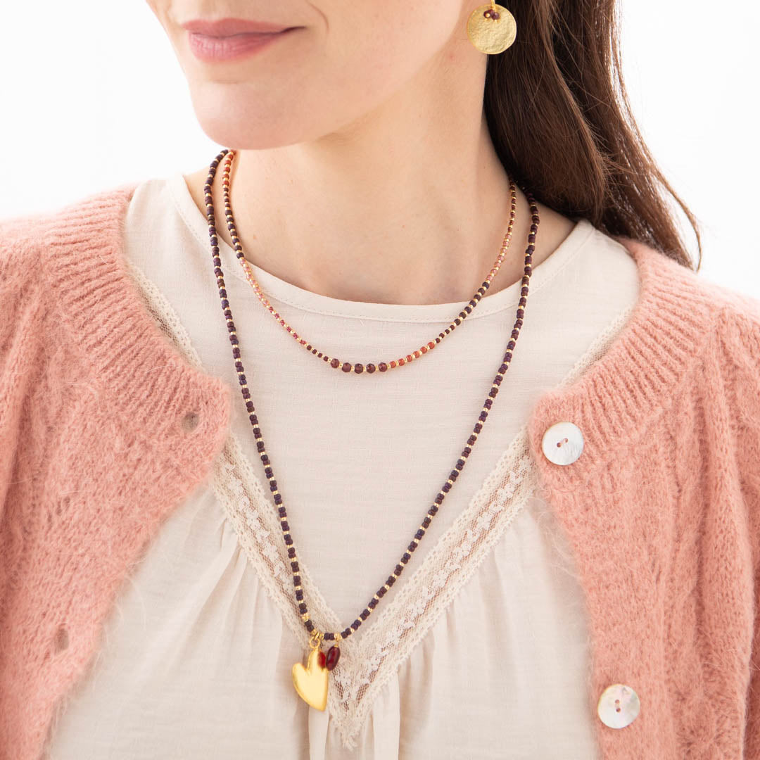 Golden Garnet Gold Colored Necklace