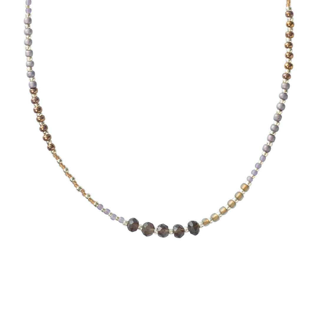 Golden Smokey Quartz Silver Necklace