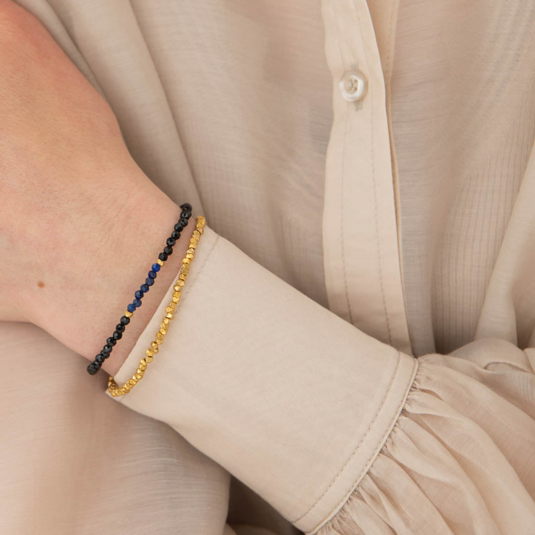 Gracious Black Onyx Lapis Lazuli Gold Bracelet