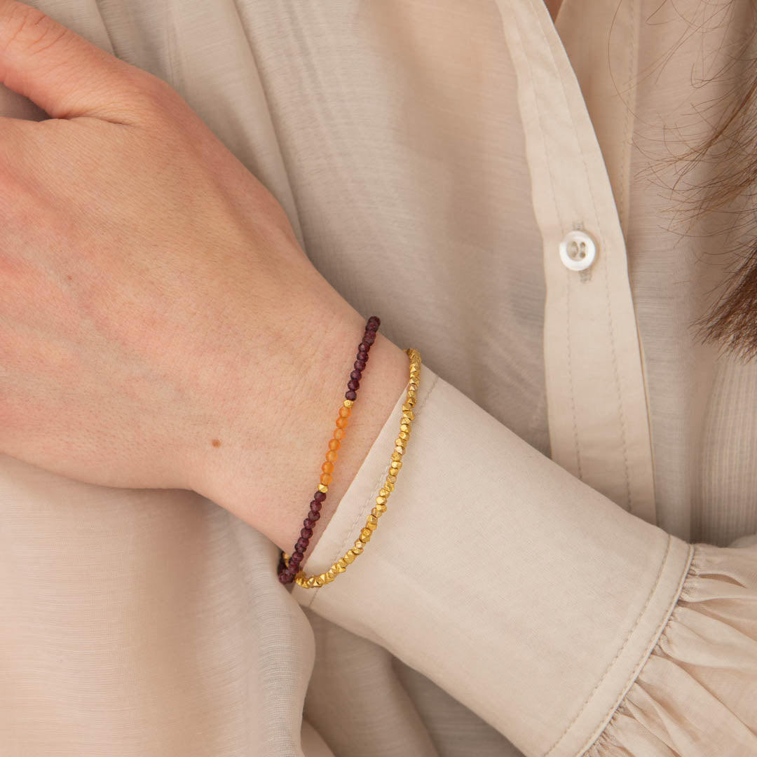 Gracious Garnet Carnelian Gold Bracelet