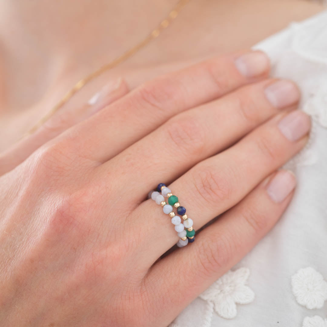 Dedicated Blue Lace Agate Gold Colored Ring