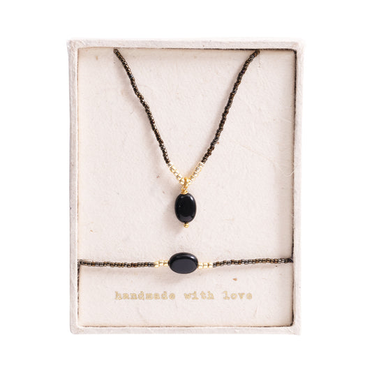 Gift Set Confidence Black Onyx Gold Colored