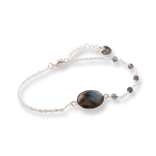 Promising Labradorite Iolite Bracelet Silver Plated