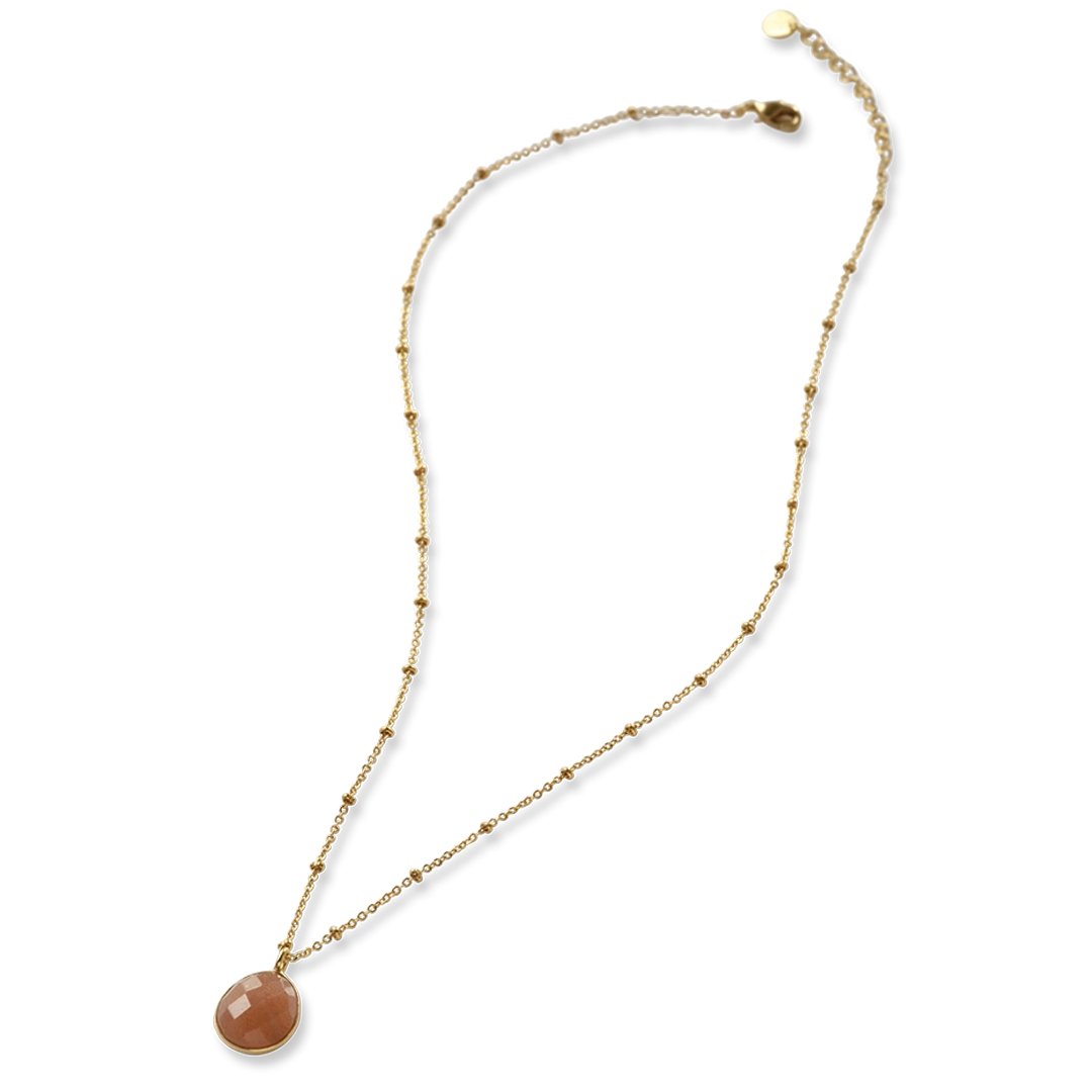 Adoration Peach Moonstone Necklace Gold Plated