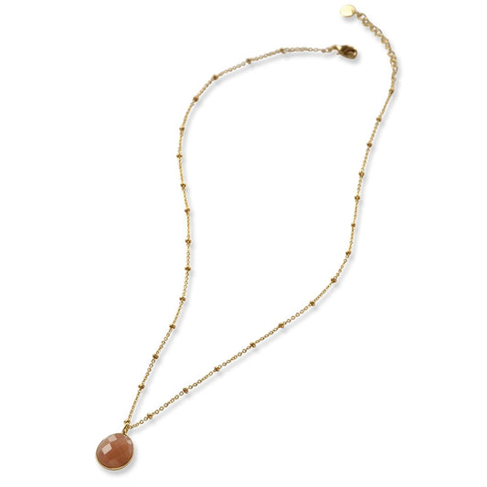 Adoration Peach Moonstone Necklace Gold Plated