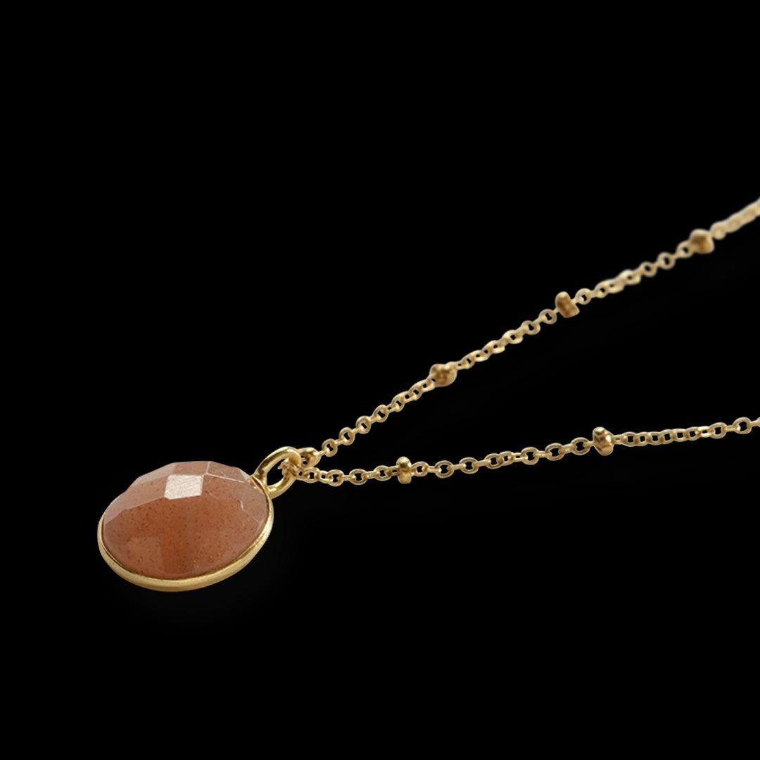 Adoration Peach Moonstone Necklace Gold Plated