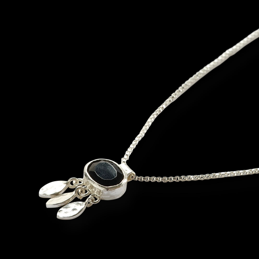 Authentic Black Onyx Necklace Silver Plated