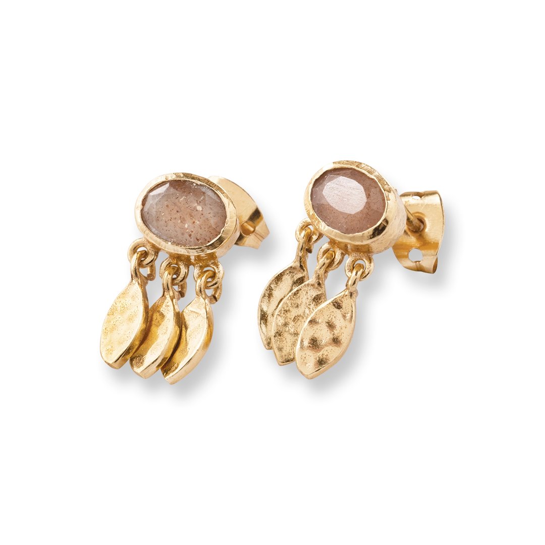 Belief Peach Moonstone Earrings Gold Plated