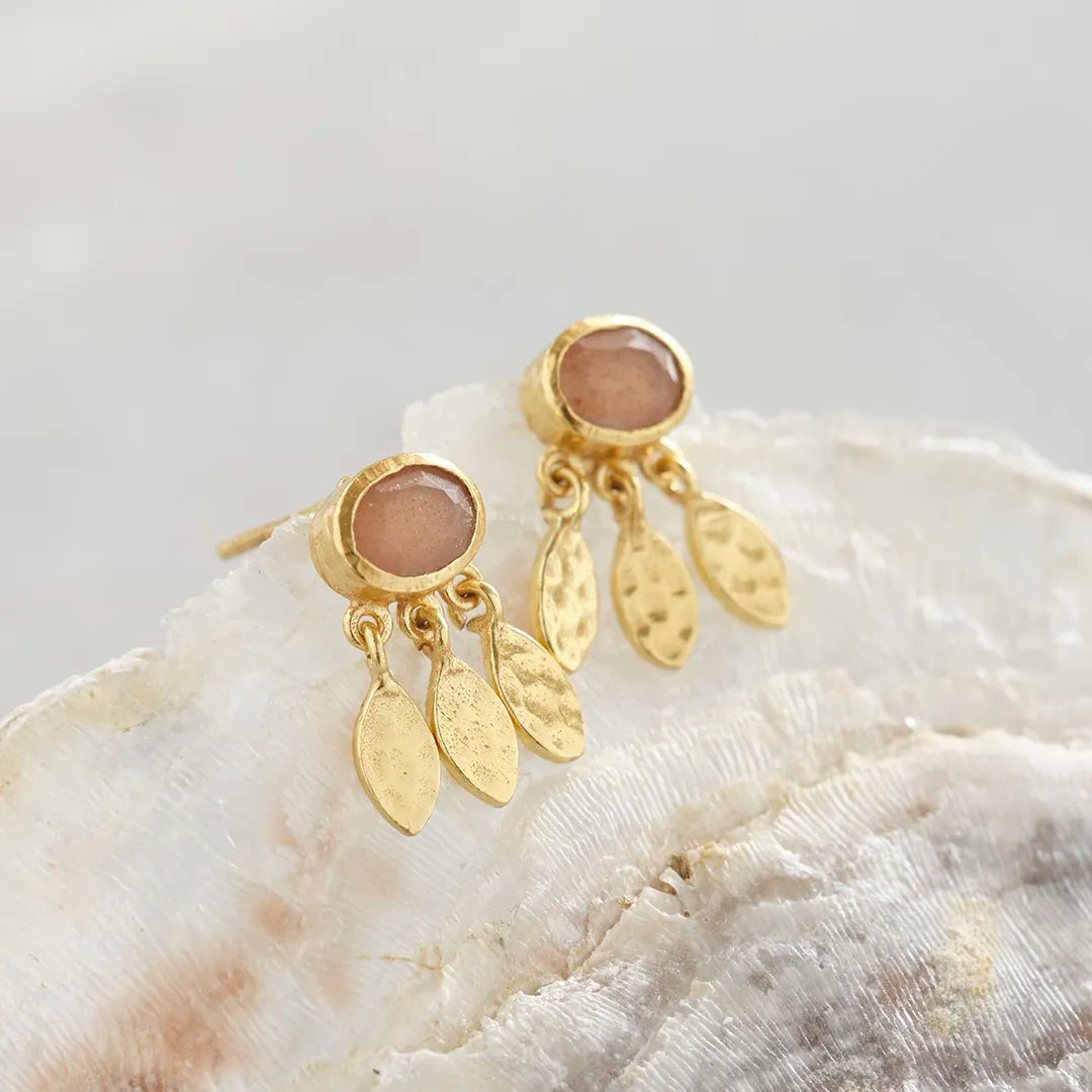 Belief Peach Moonstone Earrings Gold Plated