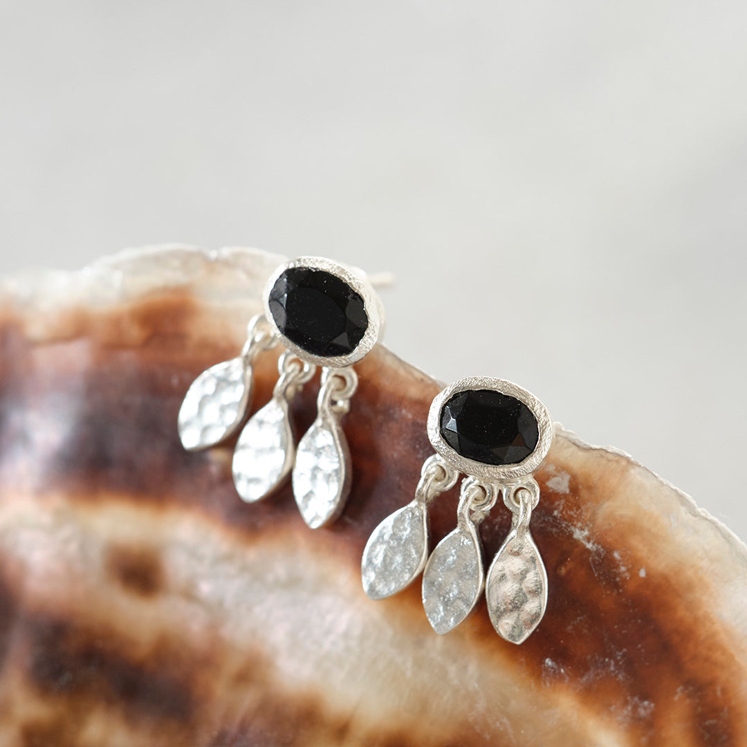 Belief Black Onyx Earrings Silver Plated